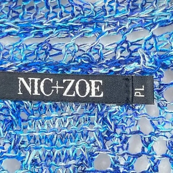 Nic + Zoe Open Knit Linen Blend 3/4 Sleeve Open Front Waterfall Cardigan L - Picture 7 of 8